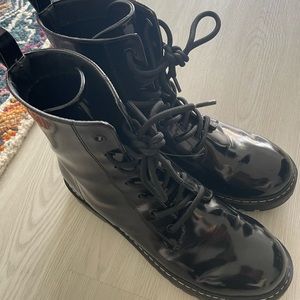 H&M Patent Faux Leather Combat Boots